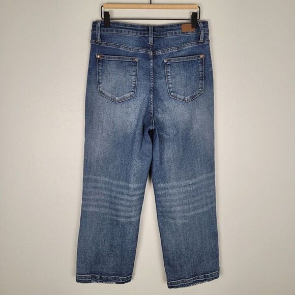 Judy Blue Size 29 Wide Leg High Rise Crop Jeans Stretch Denim Blue - Picture 5 of 12